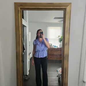 NWT AGB Purple Cuffed Sleeve Peplum Blouse